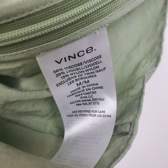 VINCE Lace Trim Cami Jade Hammered Satin Twill Square Neck Camisole Eyelash NWT - Picture 7 of 8